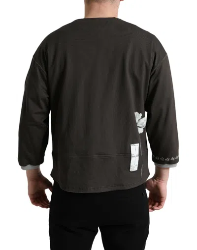 Dolce & Gabbana Dark Gray Cotton Button Down Pullover Sweater In Brown