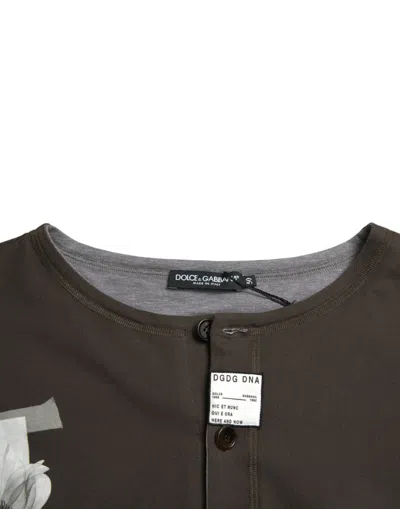Dolce & Gabbana Dark Gray Cotton Button Down Pullover Sweater In Brown