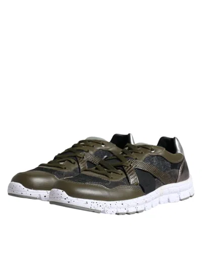 Pre-owned Dolce & Gabbana Multicolor Canvas Leather Low Top Sneaker Men's Shoes ()