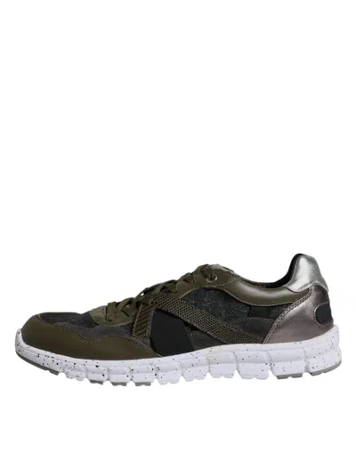 Pre-owned Dolce & Gabbana Multicolor Canvas Leather Low Top Sneaker Men's Shoes ()