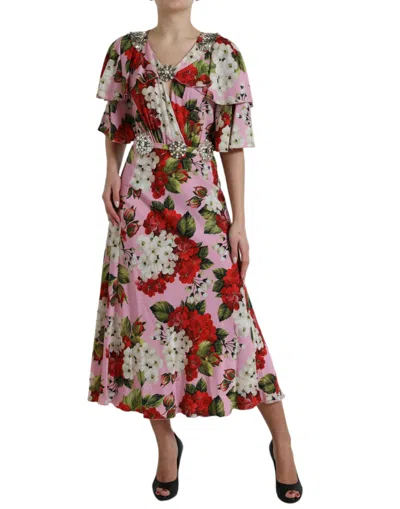 Dolce & Gabbana Elegant Crystal-embellished Silk Women's Dress In Multi