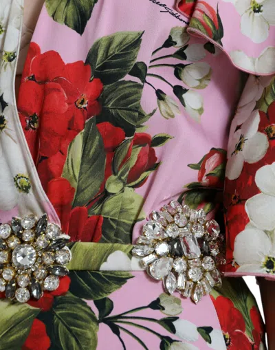 Dolce & Gabbana Elegant Crystal-embellished Silk Women's Dress In Multi