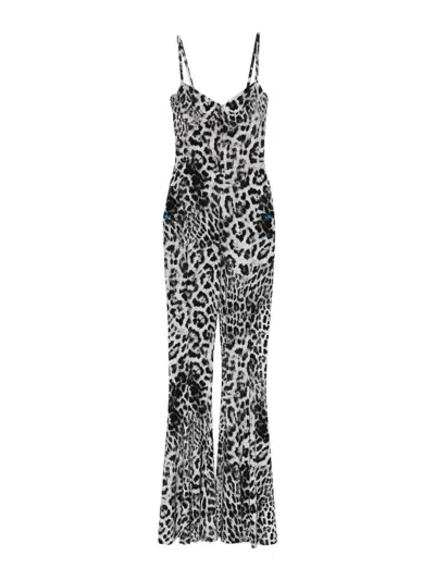 Norma Kamali Leopard Print Jumpsuit In Black