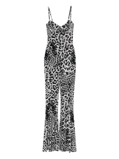 Norma Kamali Leopard Print Jumpsuit In Black