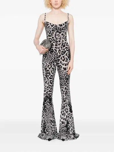 Norma Kamali Leopard Print Jumpsuit In Black