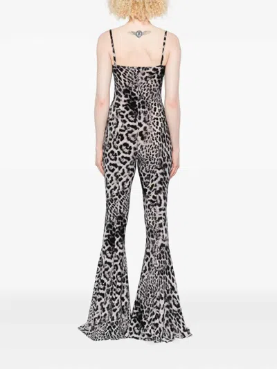 Norma Kamali Leopard Print Jumpsuit In Black