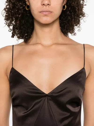 Staud Backless Lace Dress Side Slit In Brown