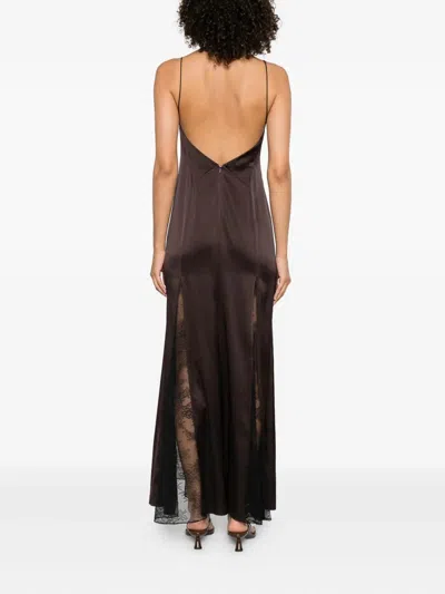 Staud Backless Lace Dress Side Slit In Brown