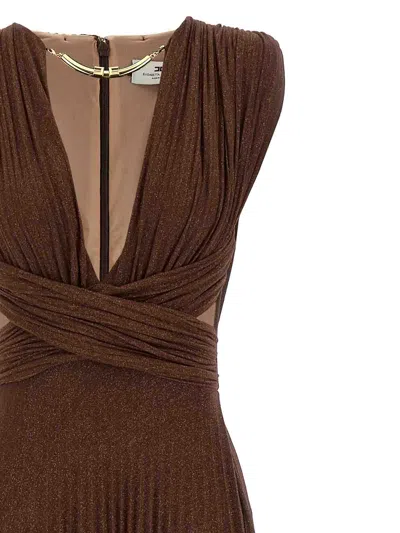 Elisabetta Franchi Red Carpet Coffee Dress In Brown