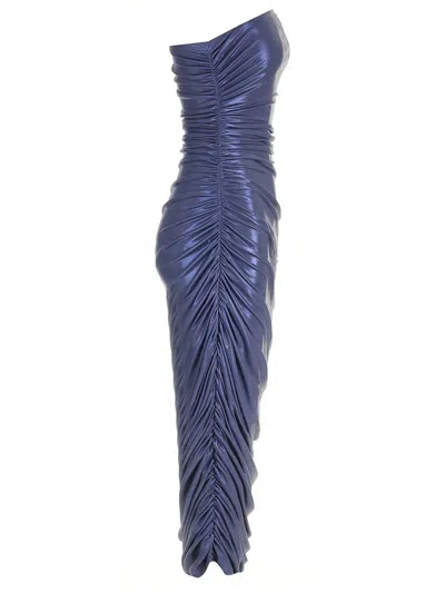 Norma Kamali Strapless Diana Gown Xtra Long Military Blue