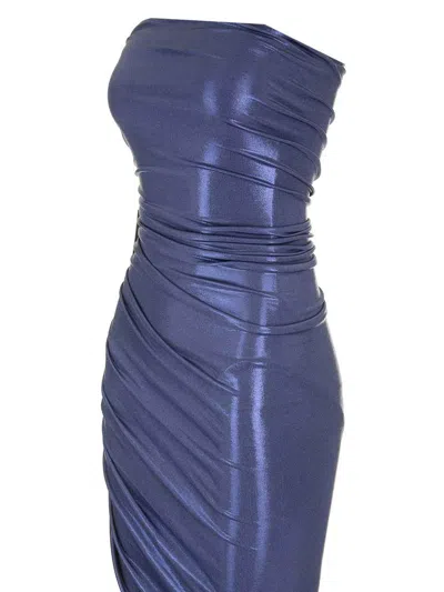 Norma Kamali Strapless Diana Gown Xtra Long Military Blue