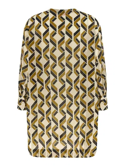 Eres Espace Logo-patch Geometric-print Shirt In Brown