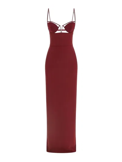 Nensi Dojaka V-wire Bra Maxi Dress In Burgundy