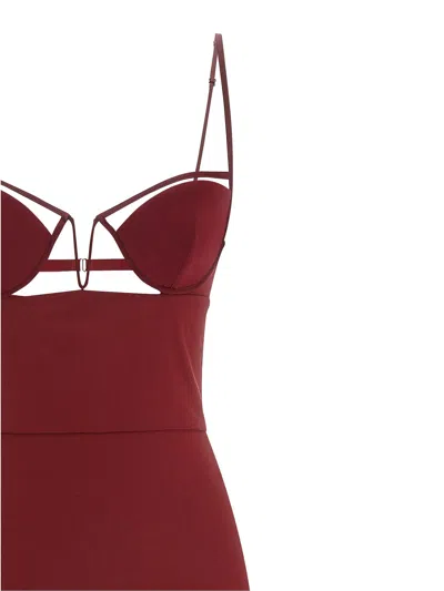 Nensi Dojaka V-wire Bra Maxi Dress In Burgundy