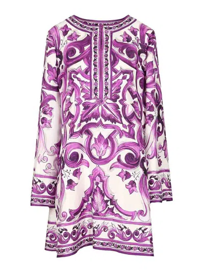 Dolce & Gabbana Women Silk Dress In Purple