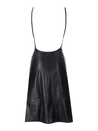 Loewe Anagram Midi Leather Dress In Black