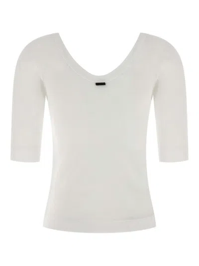 Brunello Cucinelli Ribbed Scoop Neck Stretch Fit T-shirt In White
