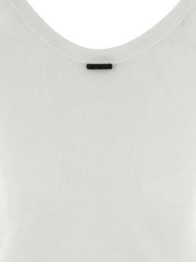 Brunello Cucinelli Ribbed Scoop Neck Stretch Fit T-shirt In White