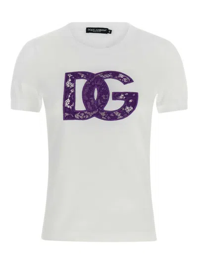 Dolce & Gabbana Crew Neck Lace T-shirt In White