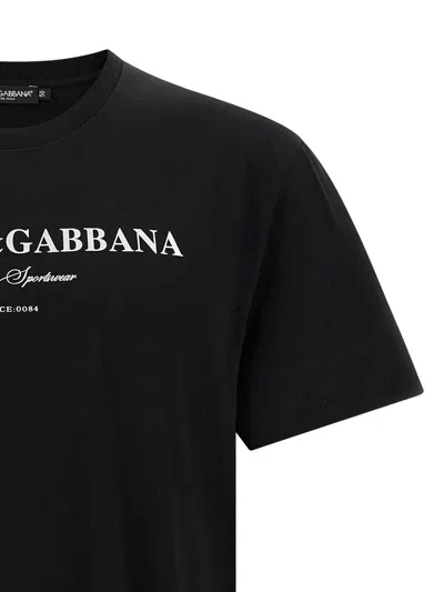 Dolce & Gabbana Graphic Crew Neck T-shirt With Short Sleeves In Black