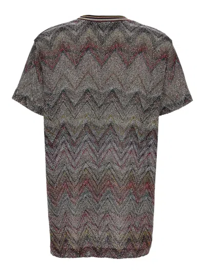 Missoni Short Sleeve T-shirt With Zigzag And Sequins In Multi