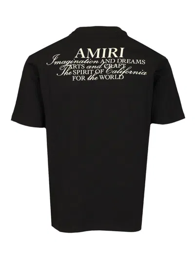 Amiri Black Crewneck T-shirt With Logo Patch On The Front And Maxi Logo Print On The Rear