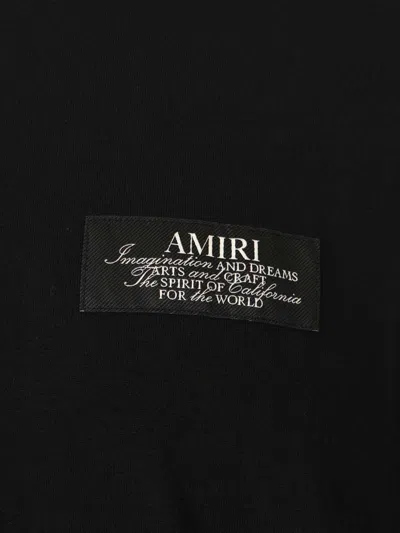 Amiri Black Crewneck T-shirt With Logo Patch On The Front And Maxi Logo Print On The Rear