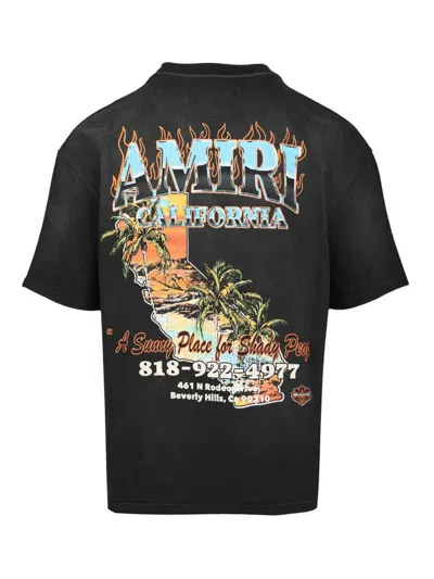 Amiri Sunny Place Logo-print Cotton-blend Jersey T-shirt In Black