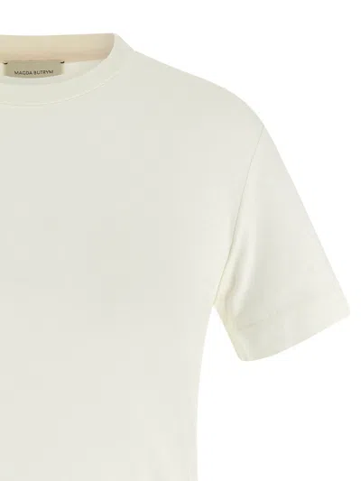 Magda Butrym Crew Neck Lace Trim Plain T-shirt In White