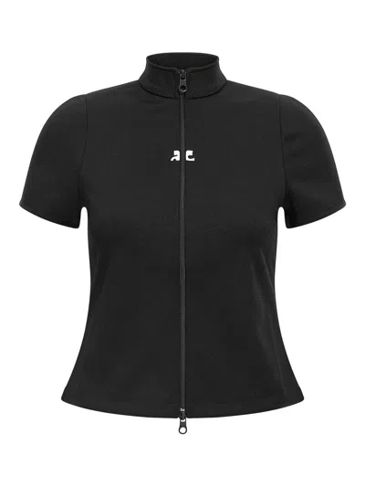 Courrèges Interlock Zipped Top In Black