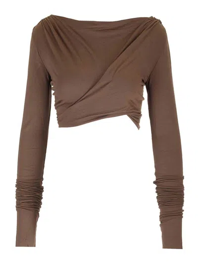 Rick Owens Asymmetric-design Top In Brown