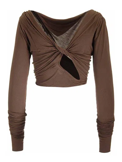 Rick Owens Asymmetric-design Top In Brown
