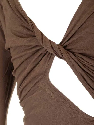 Rick Owens Asymmetric-design Top In Brown