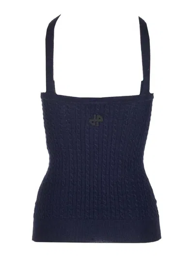 Patou Blue Wool Top In Black