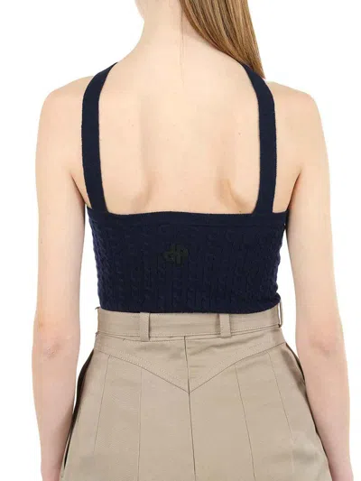 Patou Blue Wool Top In Black