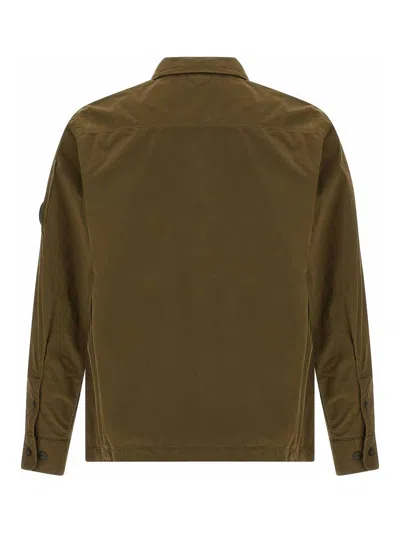 C.p. Company Brown Minimalist Casual Jacket With Unique Lens Detail In Gray