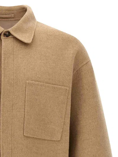 Jw Anderson Asymmetrical Wool Overshirt In Brown