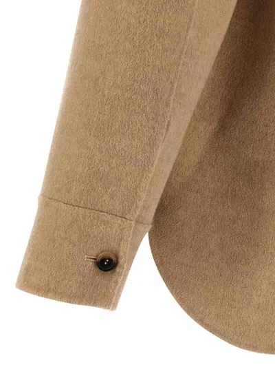 Jw Anderson Asymmetrical Wool Overshirt In Brown