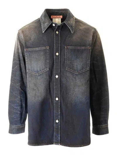 Acne Studios Karto Darkside Denim Shirt In Dark Blue