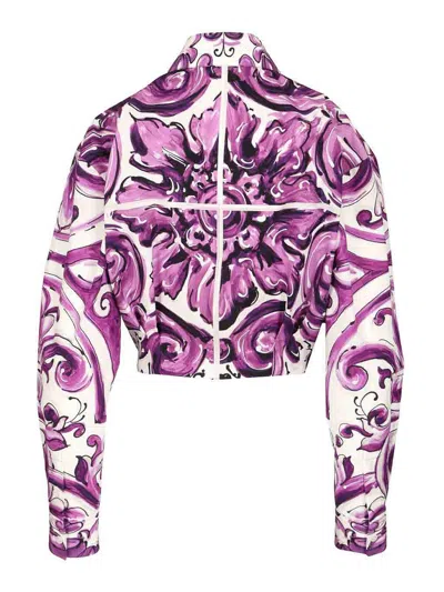 Dolce & Gabbana Women Maiolica Print Poplin Shirt In Purple