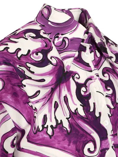 Dolce & Gabbana Women Maiolica Print Poplin Shirt In Purple