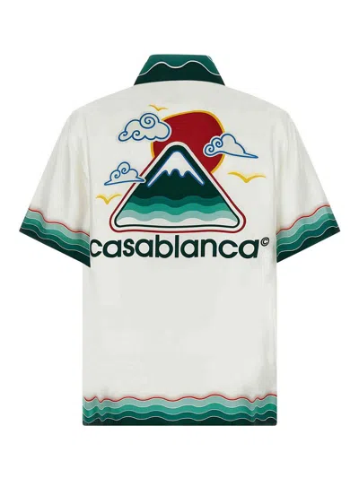 Casablanca Silk Short-sleeved Shirt With Wave In Multi