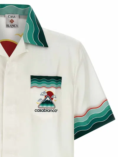 Casablanca Silk Short-sleeved Shirt With Wave In Multi