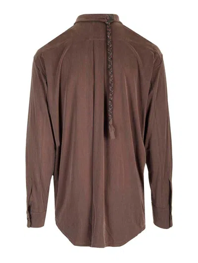 Magliano Chocolate Stretch Cupro Liquid Shirt In Brown