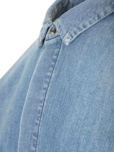 Fear Of God Blue Vented Denim Shirt In Medium Indigo