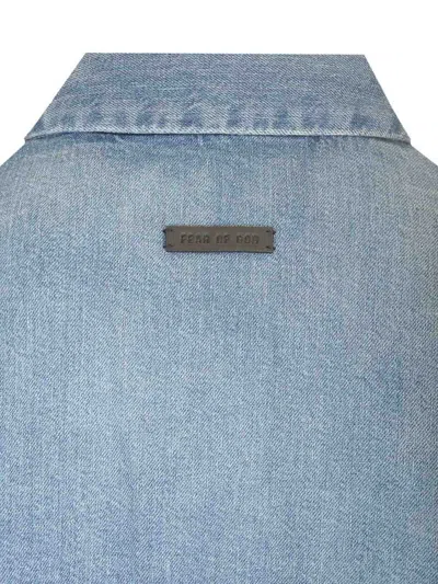 Fear Of God Blue Vented Denim Shirt In Medium Indigo