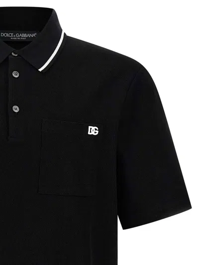 Dolce & Gabbana Cotton Pique Polo In Black