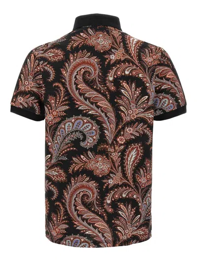 Etro Multicolor Paisley Flowers Polo In Brown