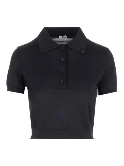 Loewe Wool And Cashmere Polo Shirt Blue In Brown