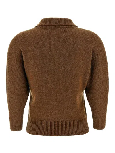Khaite Herve Polo Sweater In Brown